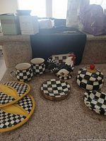 Group shot of all Courtyard Check items on countertop