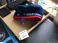 Roots USA 2002 beanie in box with pins