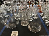 Group view showing pitcher, vases, bowl and cordials