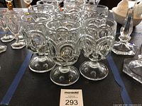 Front view of the eight clear Moon and Stars goblets