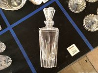 Front view of Lenox Crosswinds faceted crystal decanter with stopper