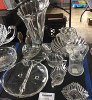 Group shot: vase, bowl, relish dish, cream & sugar, cruet