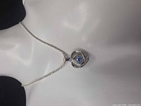 Pendant on mannequin showing design and scale