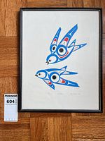 Full view of framed serigraph showing entire artwork and frame