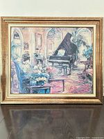 Front view of framed oil painting showing entire artwork and frame