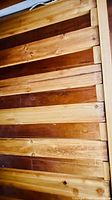 Horizontal plank wooden headboard and slats