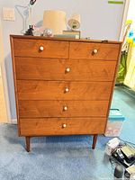 Front view of Drexel six-drawer chest showing all drawers closed