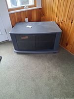 Front view of Tech Craft media stand closed