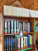 Entire bookshelf showing Lonergan set, Encyclopedia of Aesthetics and assorted books