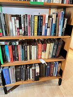 Full view of three shelves filled with books