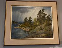 full view of framed painting on wall