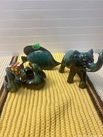 Group shot of all four Blue Mountain Pottery animal pieces