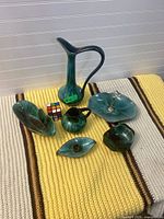 All six Blue Mountain Pottery pieces displayed together