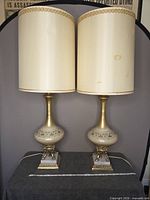 Full view of both matching lamps with shades