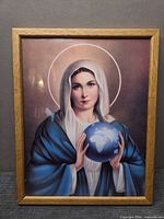 Full view of framed Virgin Mary print