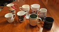 All eight mugs arranged on table