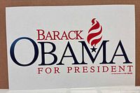 Front design of Barack Obama for President sign