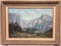 Front view of framed Yosemite Valley oil painting