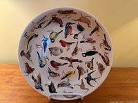 Front view of Emma Bridgewater British Birds cake plate showing full bird motif