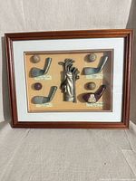 Full view of framed golf shadow box wall art