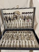Open case showing entire 51-piece flatware set