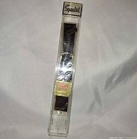 Front view of Speidel watch band sealed in clear plastic case