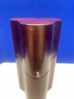 Front view of closed case showing shape and latch