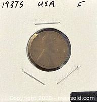 Obverse of 1937-S Lincoln Cent in holder
