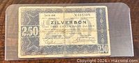Front of 2½ Gulden Zilverbon banknote in sleeve