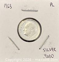 Obverse in flip showing 1963 Roosevelt dime