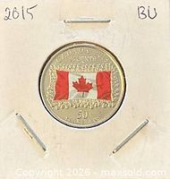 Full view of coin in holder with date and BU notation