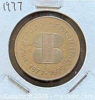 Reverse side showing Brantford Centennial design and dates 1877-1977