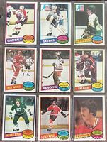 Fronts of all nine 1980-81 O-Pee-Chee NHL cards in sleeve