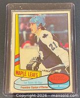 Front view of Borje Salming #85 O-Pee-Chee hockey card in sleeve