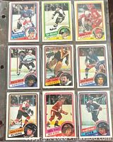 Front view of all nine 1984-85 O-Pee-Chee cards in sleeve