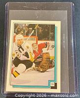 Front view of Patrick Roy O-Pee-Chee sticker in sleeve