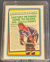 Front view of Wayne Gretzky Hockey Highlights card #2 in protective holder