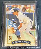 Front of Kelly Gruber MVP card in sleeve