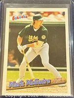 Front of 1996 Bazooka Mark McGwire card in sleeve
