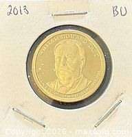 Obverse view of 2013 William Howard Taft $1 proof coin in 2×2 holder