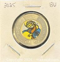 Coin in 2x2 holder showing colourized reverse design