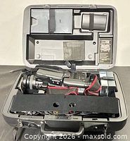 Camcorder and accessories inside carry case