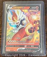 Front of Cinderace V card showing artwork, stats and card number