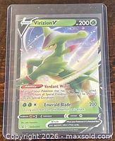 Front of Virizion V SWSH295 holographic promo card in sleeve