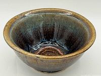 Top view of bowl interior showing glaze colours and condition