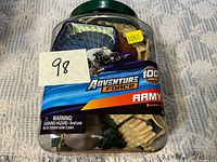 Full view of sealed Adventure Force Army bucket showing label and contents