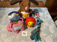 All four dog toys displayed on blanket