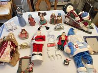 Overall view of all Christmas decor items on table