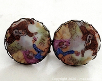 front view of both round porcelain earrings
