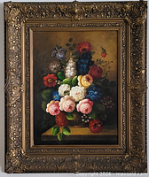 Front view of framed oil painting